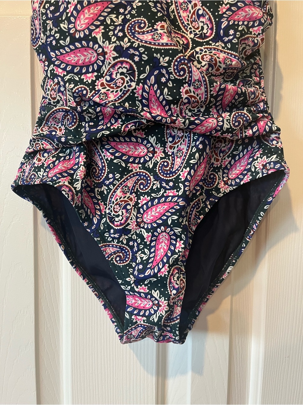 Boden Valencia One Piece Swimsuit. Green, blue, pink paisley. Size 6 - Picture 7 of 12